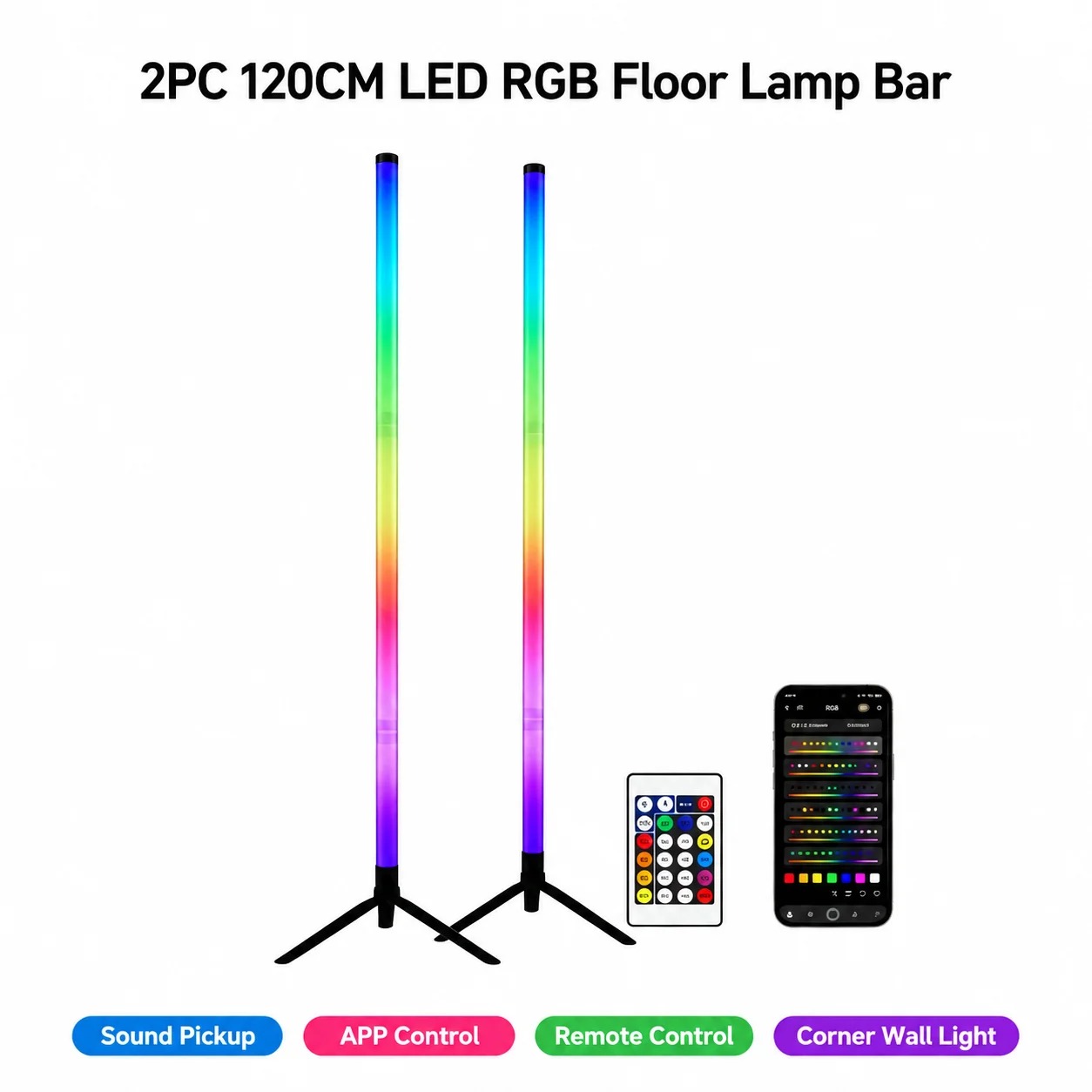 2PCS 120CM RGB Floor Lamp, Sou - огляд і ціна Esports In Gaming