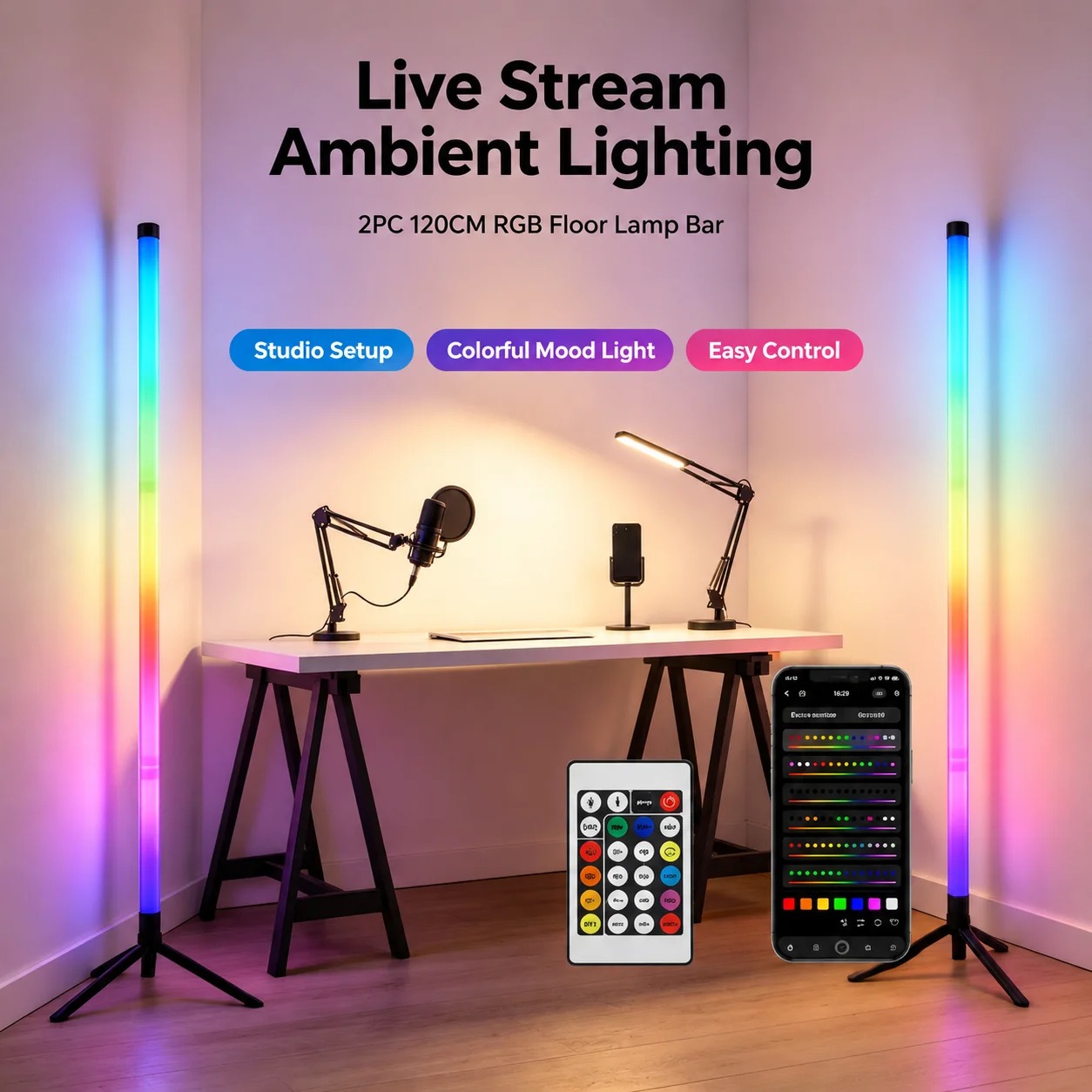 2PCS 120CM RGB Floor Lamp, Sou - огляд і ціна Esports In Gaming
