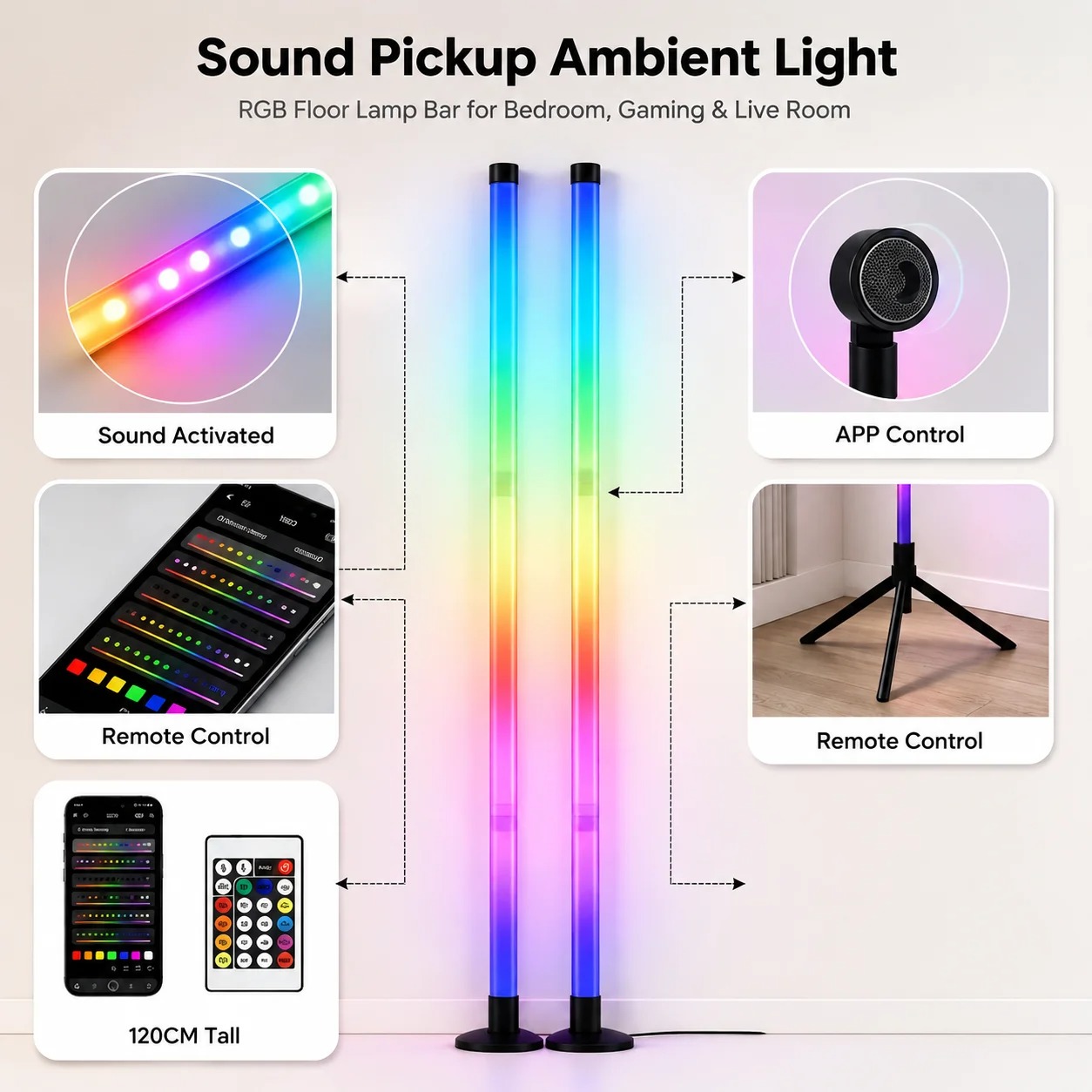 2PCS 120CM RGB Floor Lamp, Sou - огляд і ціна Esports In Gaming